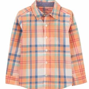 OshKosh B'gosh Toddler Boy Plaid Shirt - Orange and Blue